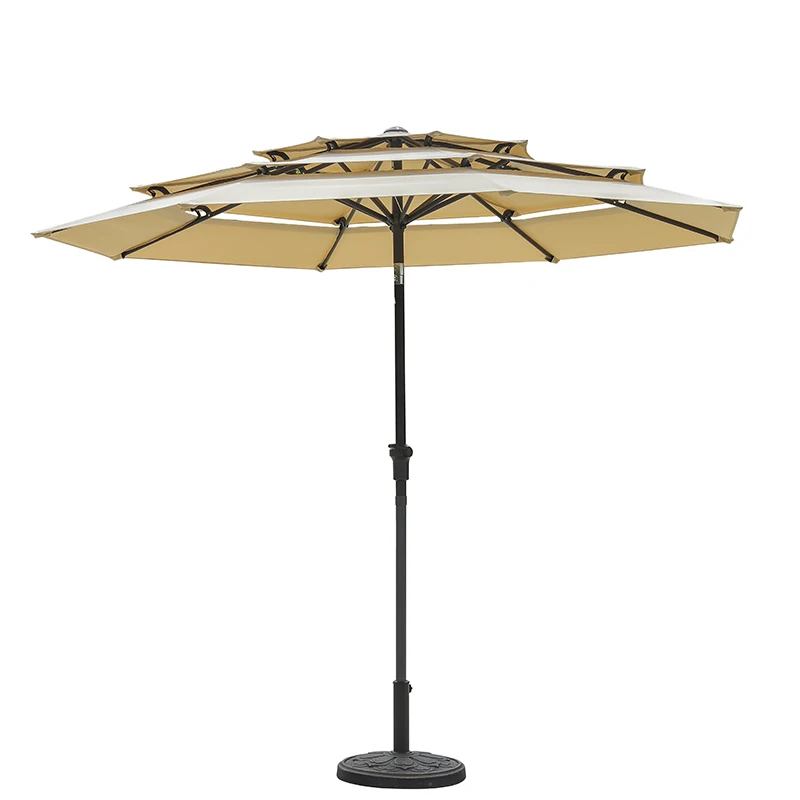 Commercial High End Twist-tilt Light Luxury Garden Umbrella Three Layer Pagoda Parasol New Deign Garden Shading