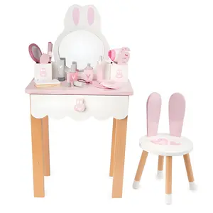Children's Simulation Dresser Princess Makeup Table Play House Wooden Toy Girl Kids' Birthday Present 2-6 Years Old