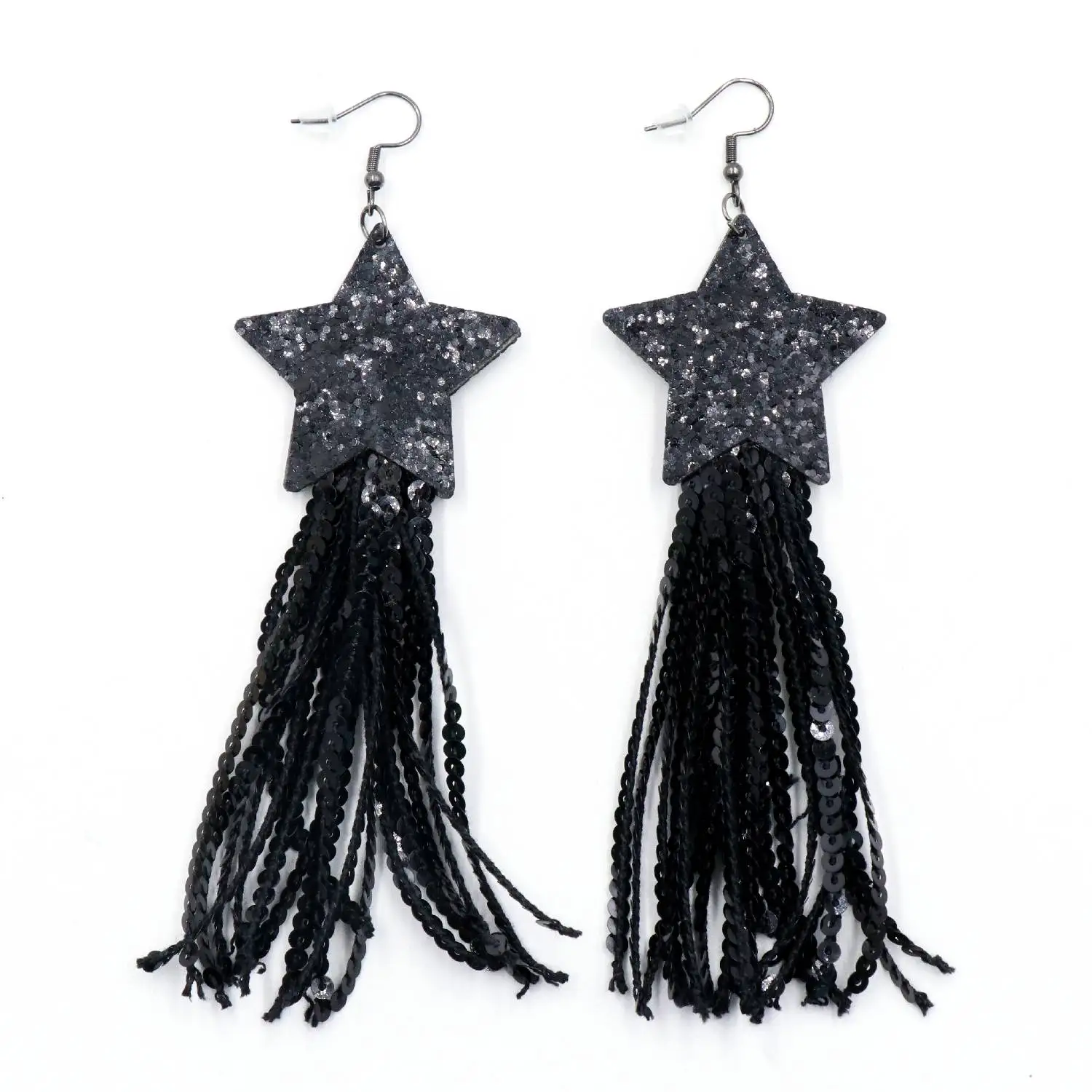 ZSHER2432Unisex Holy Festival Black Series Long Tassel Earrings 24.32 Million Shining Star for Engagement and Anniversary