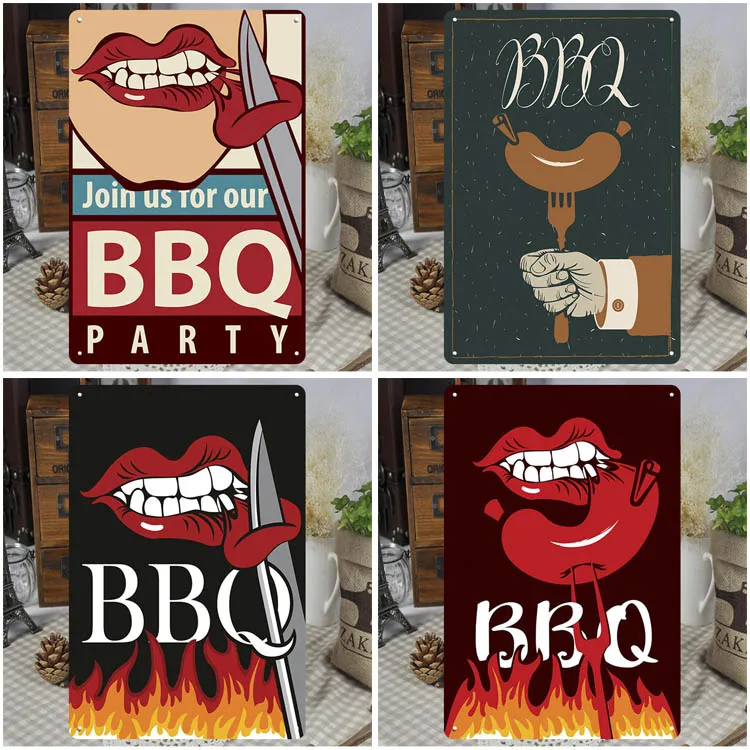 Hete Aanbieding Vintage Metalen Bord 20*30CM Klassiek Op Maat Gemaakt Tin Bord Keuken Restaurant Café Wanddecoratie Barbecue Cookout BBQ Metalen Poster