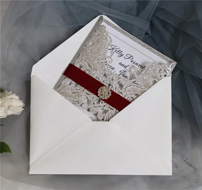 Elegant Wedding Invitation Cards with Golden Heat Stamping