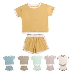 Hot Sale Classic Customized Embroidered Kids Clothing  Summer Crew Neck Comfortable Baby Clothing Sets