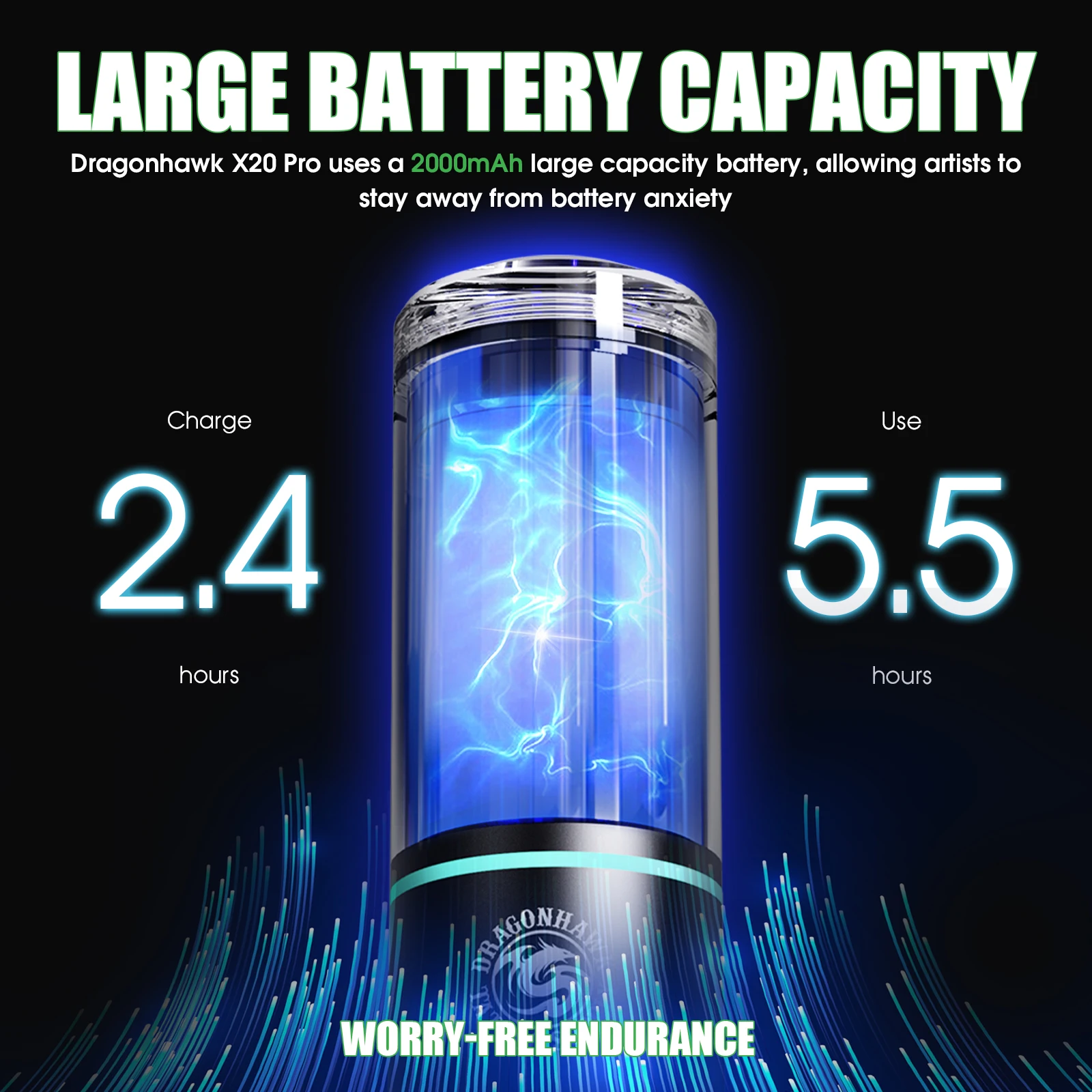 Dragonhawk X20 Pro Tattoo Gun - 3.5 Mm Stroke Precision