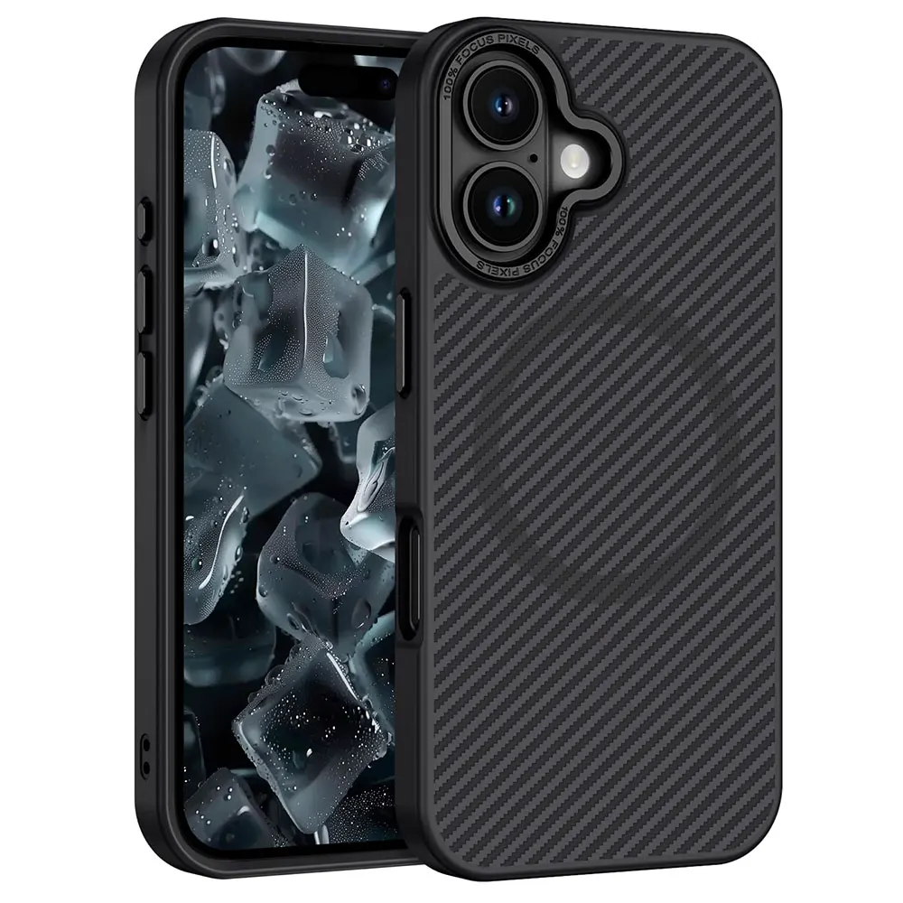 Laudtec LX483 Funda de teléfono de fibra de carbono con diseño a la moda, atmosférico, simple, ligera y anticaída para iPhone 16 15 14 13 12 11  