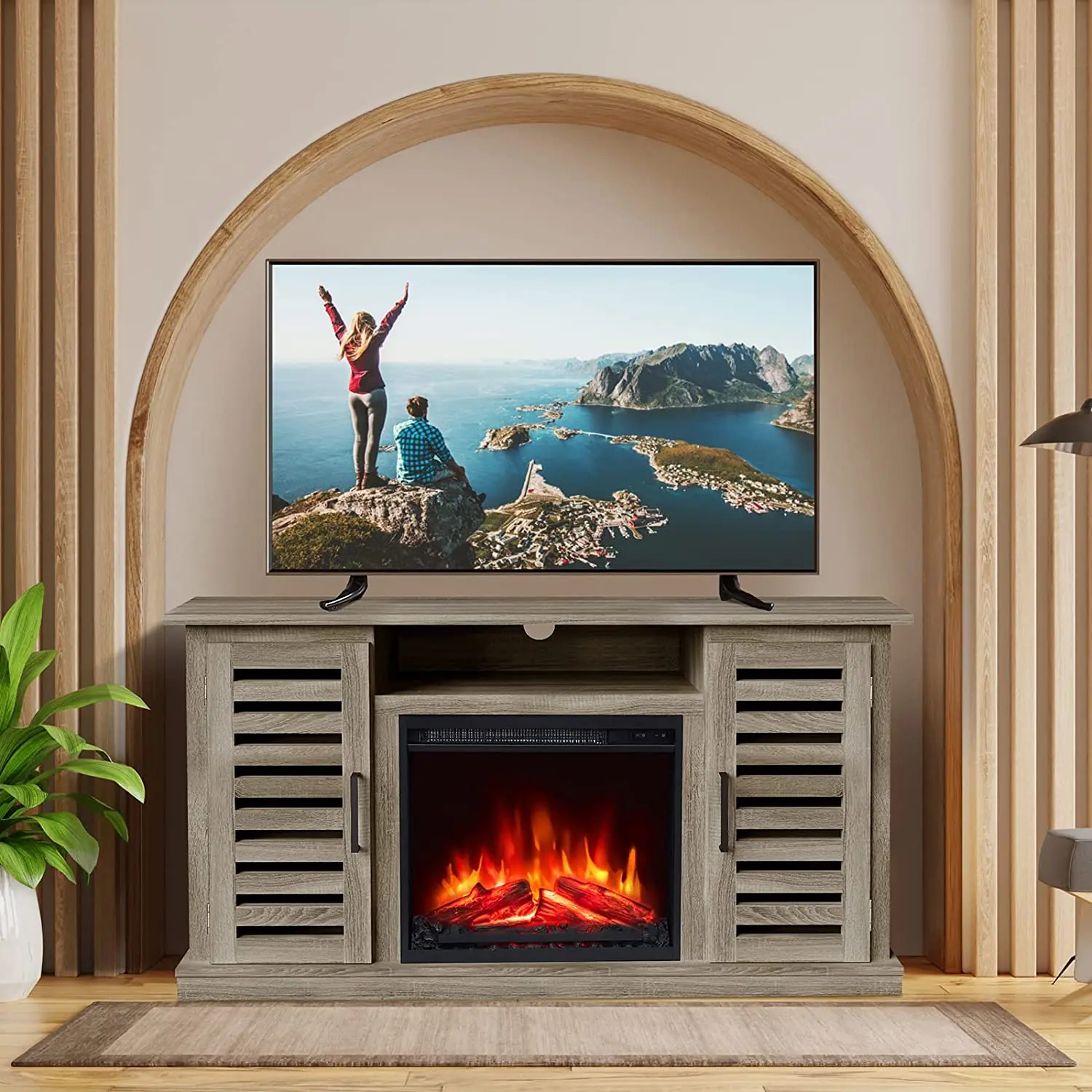 Alibaba.com: Luxstar 55-inch TV stand with electric fireplace, storage ...