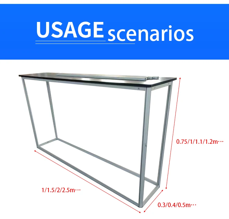 Customized Hot Sale Portable Advertising Counter Promotion Pop Up Table Stand For Trad Show LED Reception Desk