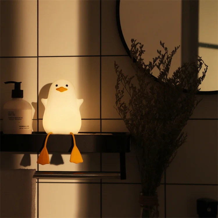 Usb Rechargeable Dimming Touch Lamp Sleeping Bedroom Cartoon Animal Children Gift Led Silicone Duck Night Light