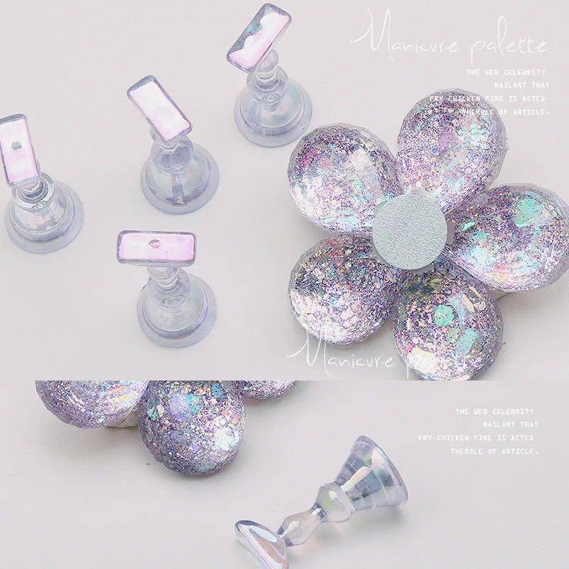 
Magnetic Nail Holder Practice Training Display Glitter Sequins Flower Designs Acrylic False Nail Tips Stand Manicure Tools 