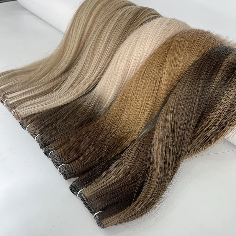 Russian Thin Invisible Genius Weft Hair Extensions Double Drawn Human Hair Volume Genius Weft