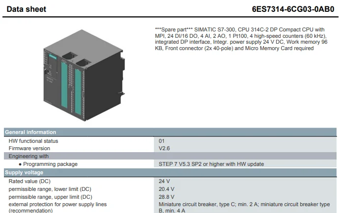 Siemens Plc Module Simatic S7-300 6es7314-6cg03-0ab0 In Stock - Buy S7 ...