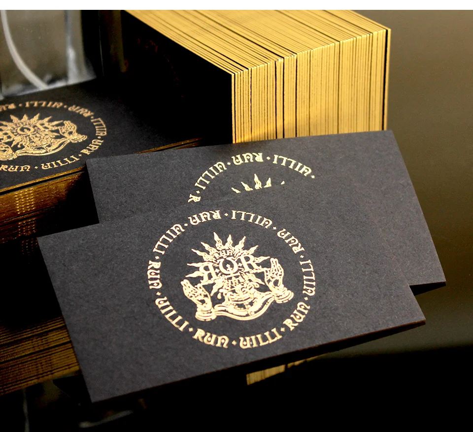 Custom Embossed LOGO Business Card Printed With QR Code Gold Foiled ...