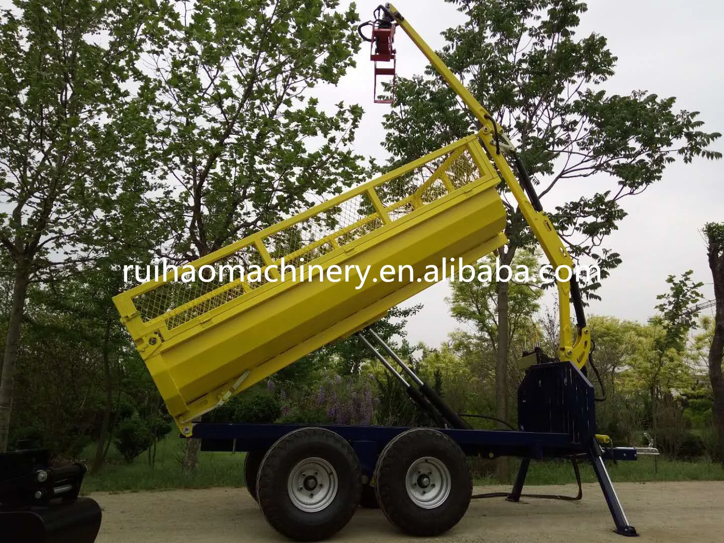 Hydraulic Atv Utv Dump Tipping Trailer With Log Grapple For Tractor