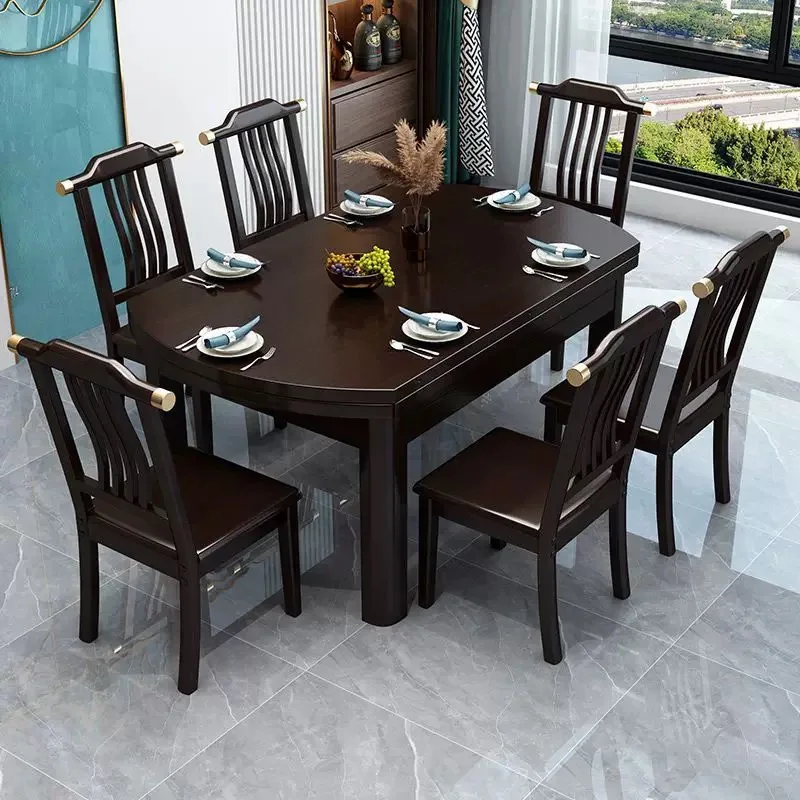 New Chinese Style All Solid Wood Dinning Table Set for