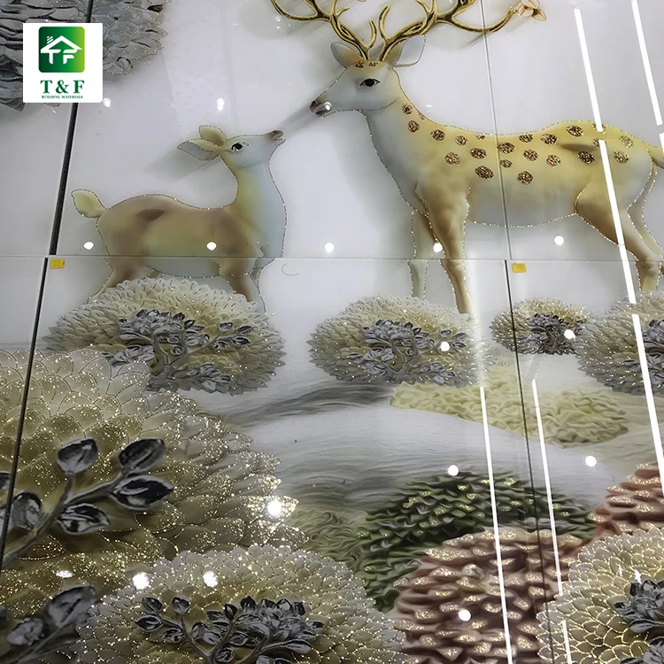 3d Effect Animal Printing Ceramic Floor Tiles for Bathroom High Gloss Full Polished New Bathroom Designs 3d Tile