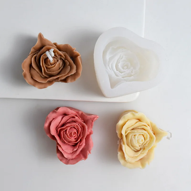 Dm622 3d Rose Flower Heart Shaped Candle Mould Diy Handmade Soap