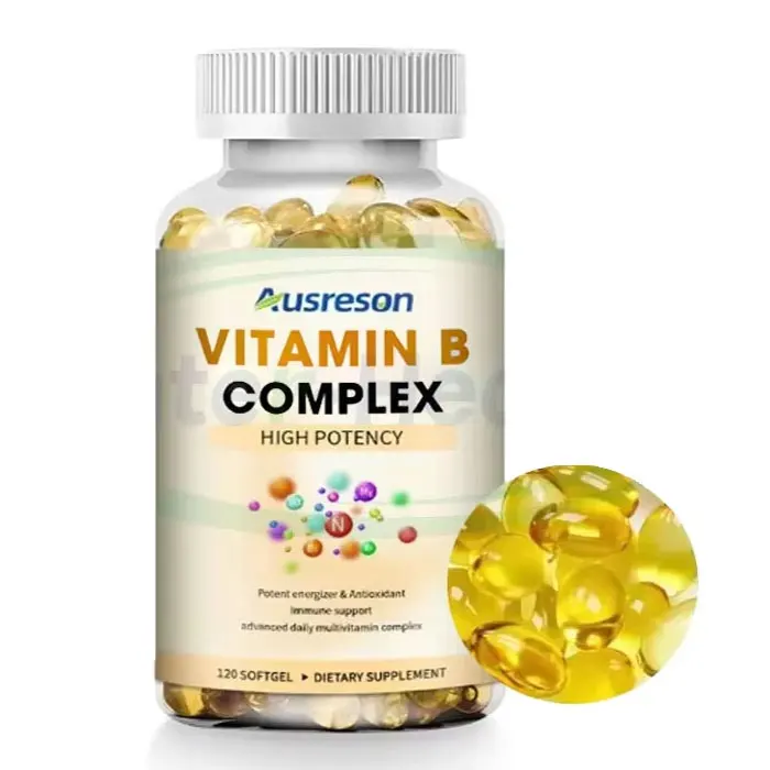 Ausreson OEM Halal Certified Vitamin B1 B6 B12 Softgel Vitamin B Complex Energy Supplements Vitamin B Complex Softgel Capsules