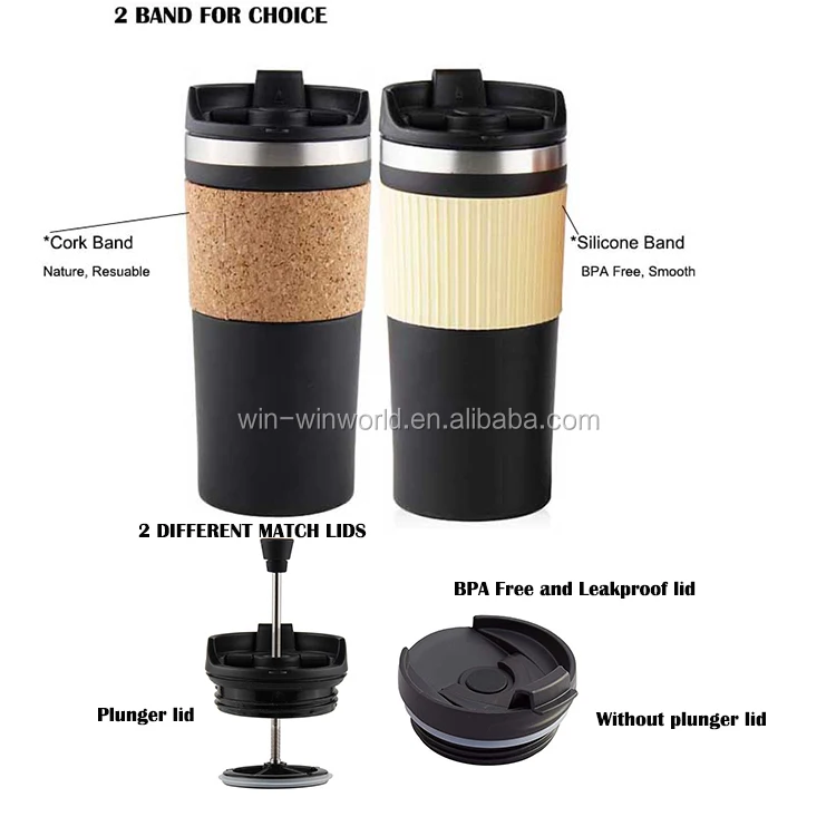 Travel Vacuum Insulated Coffee French Press Mug,Tumbler With Coffee