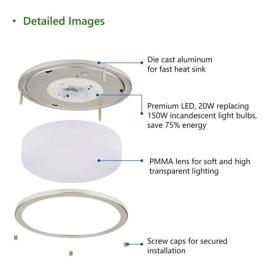 30w 16inch Led Flush Mount Ceilling Light Fixtures 3cct 3500k 4000k ...