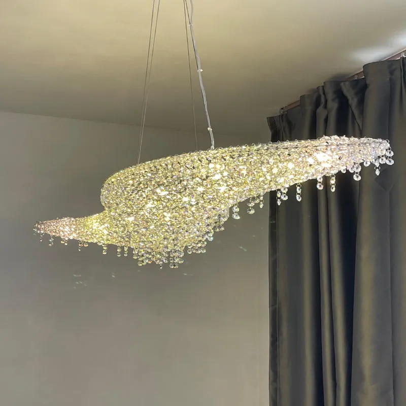 Italian Living Room Imported Crystal Chandelier S-shaped LED 3-Year Warranty for Hotel Front Desk Villa Island Table Lighting