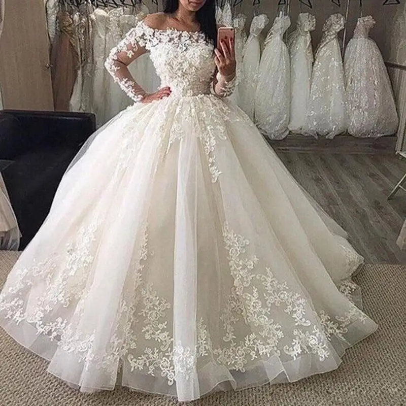 Boat Neck Matte Satin Princess Wedding Dress Bridal Gown – TulleLux Bridal  Crowns & Accessories