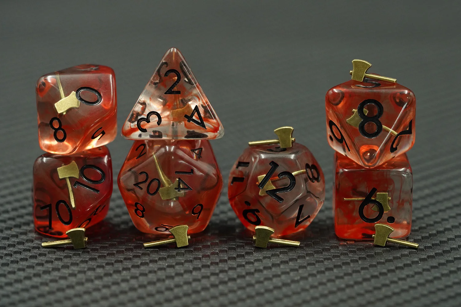 Resin Soft Edge Axe Shape DND 7PCS Polyhedral Dice Set for Board Game details