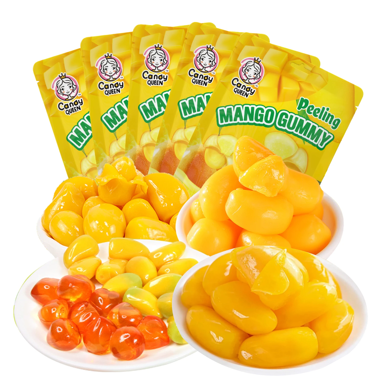 Factory Direct Sale Halal/kosher Certification 4D mango Peeled Gummy Jelly Soft Candy Bonbons