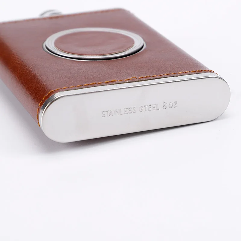 8oz Stainless Steel Hip Flask With A Built In Collapsible Shot Glass