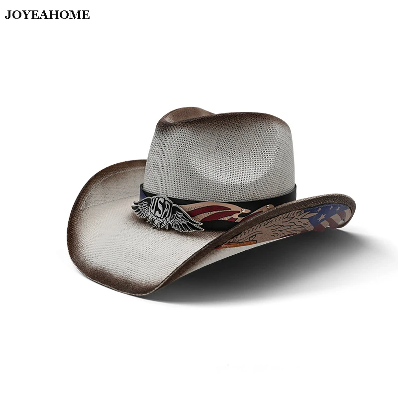 Queue Essentials Men & Women's Woven Straw Cowboy Cowgirl Hat