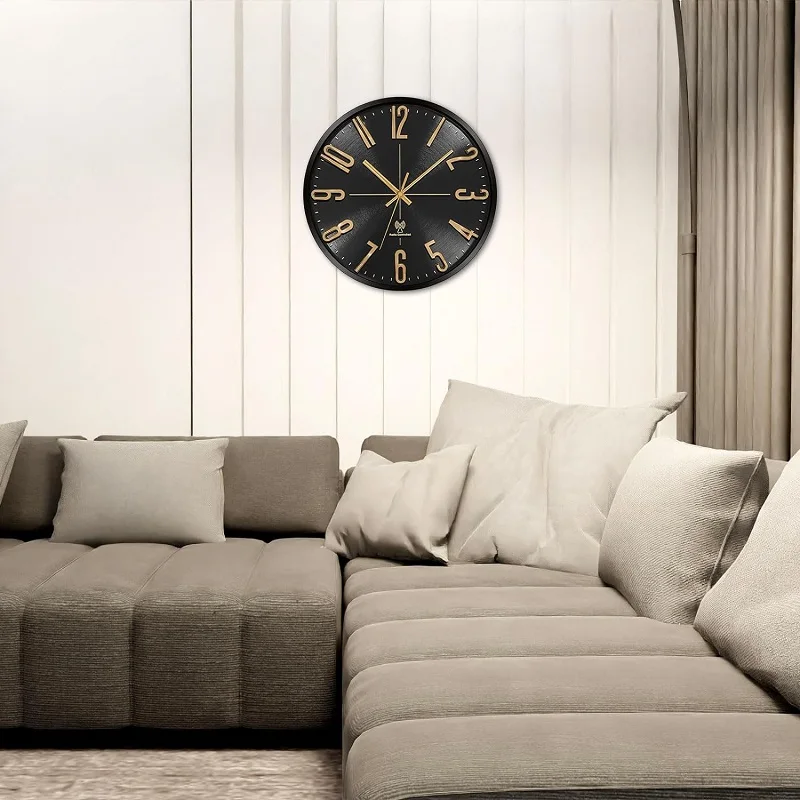 12 Inch Modern Simple Metal Luxury 3d Number Radio Control Wall Clock