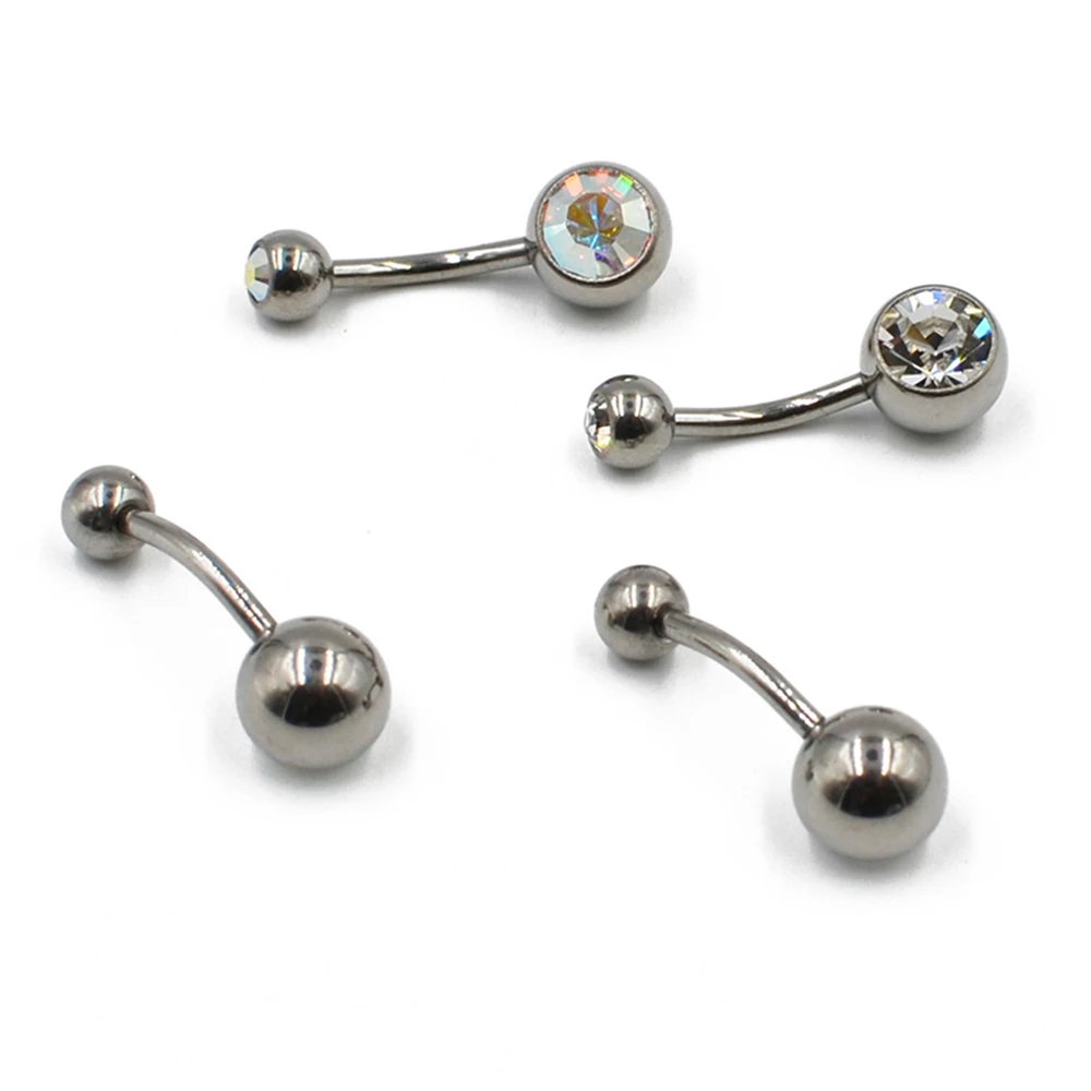 G23 Titanium Belly Button Ring Externally Treaded Double Jeweled Women Sexy Navel Ring Piercing 