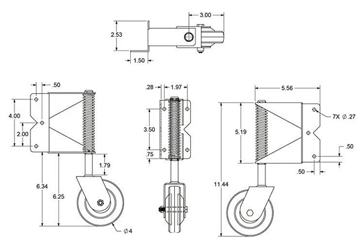 Adjustable Swing Heavy Duty Spring Loaded Small Castor Sliding Gate Roller Wheels Stainless for Gates