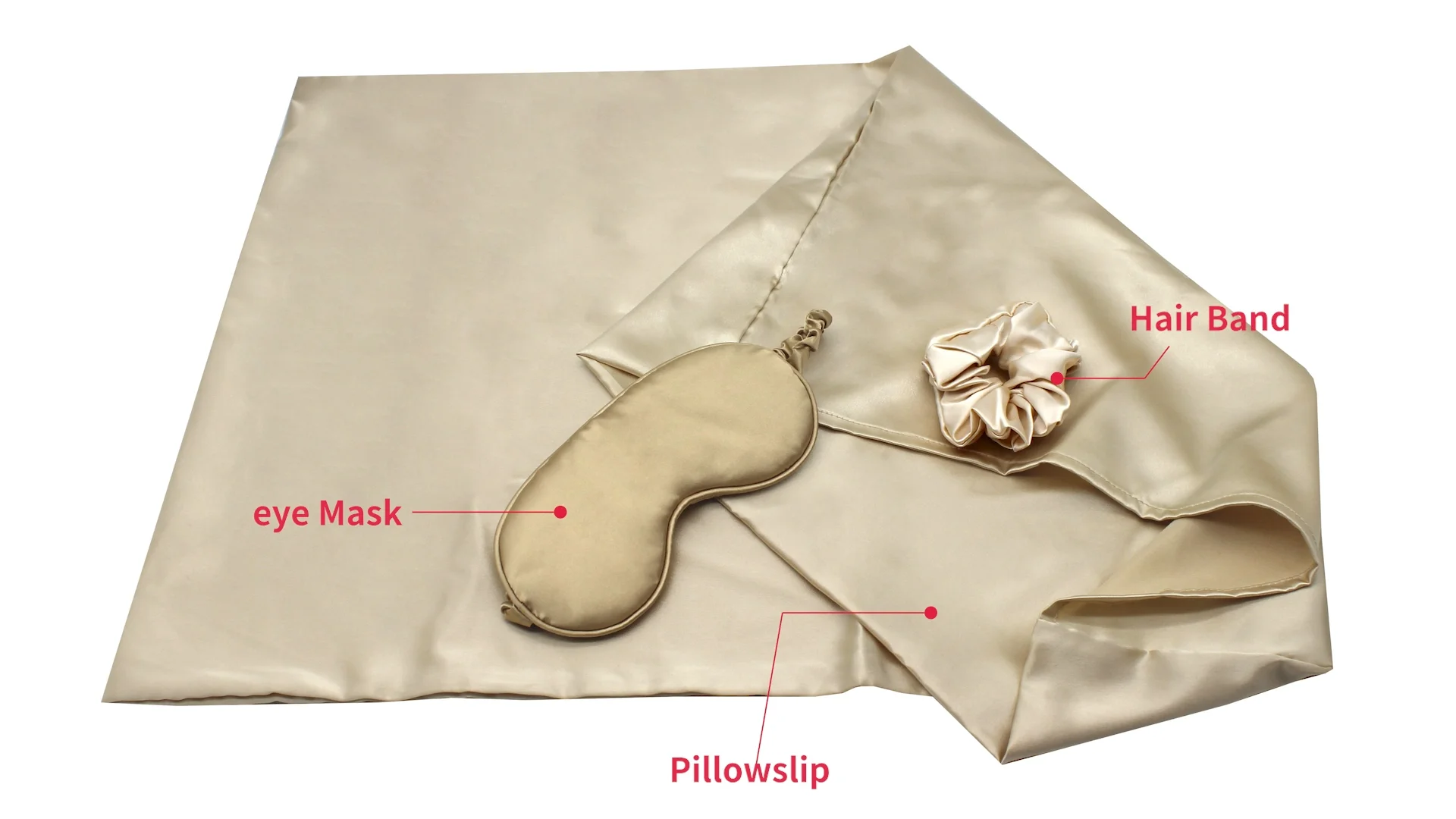 Wholesale High Quality Satin Eye Mask Set With Pillowcase Scrunchies