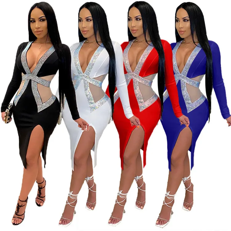 New Style Latest Sexy V-neck party dresses women Woman Casual Dress date night dresses