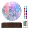 Base en bois avec globe en lévitation télécommande 16 couleurs