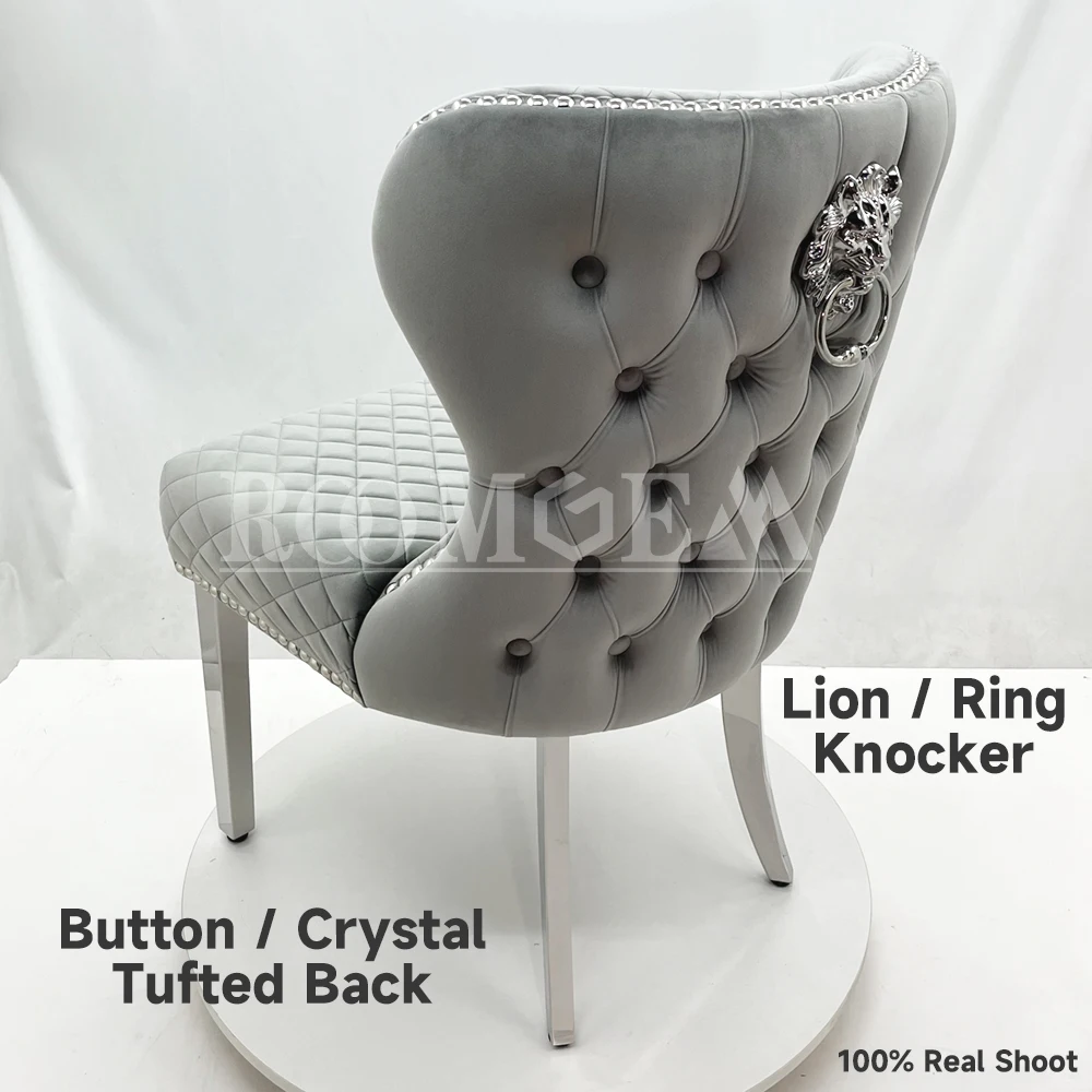 button back dining chairs with lion ring