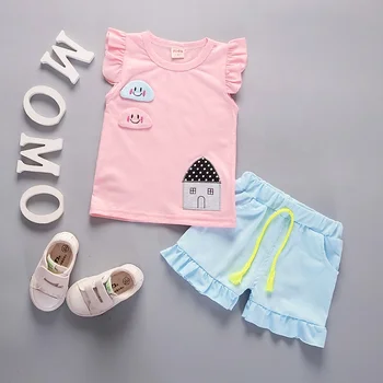 Design Sweet Lovely Boutique Two Piece Clothing 2020 New Fashionable Top Quality Spring Ruffles and Letter Printing Kids Girls