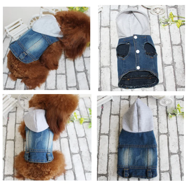Summer Spring Autumn Fashion Solid Blue Jean Puppy Clothes Vest Small