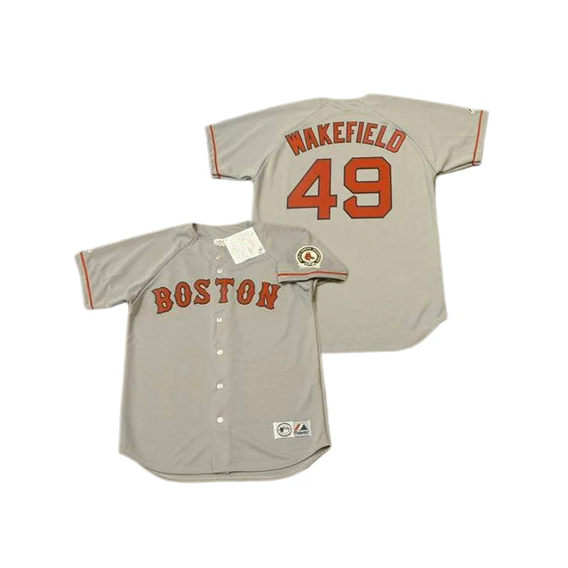 Wholesale Men's Boston 45 PEDRO MARTINEZ 46 BOB STANLEY 47 BRUCE HURST 49  TIM WAKEFIELD Throwback baseball jersey Stitched S-5XL From m.