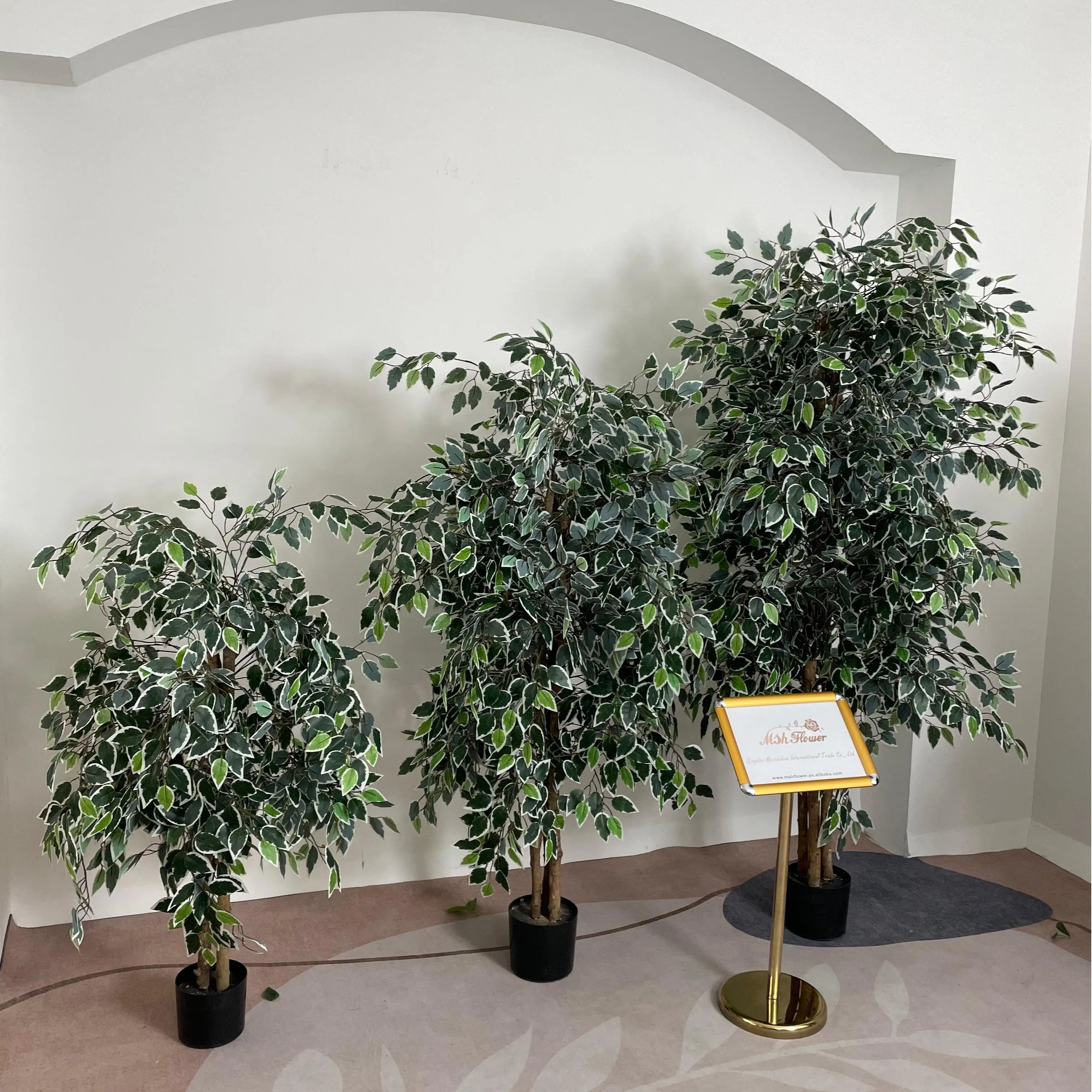 I737 искусственное баньяновое дерево с белыми краями листья искусственные растения для украшения оптовая продажа онлайн-упаковка