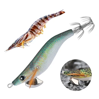 CHEERY Palmer 9cm 7g Luminous Squid Jig Lures Wood Shrimp Squid Fishing Lure Saltwater Fishing Bait Glow Squid Jig – Metal Jig – view 4