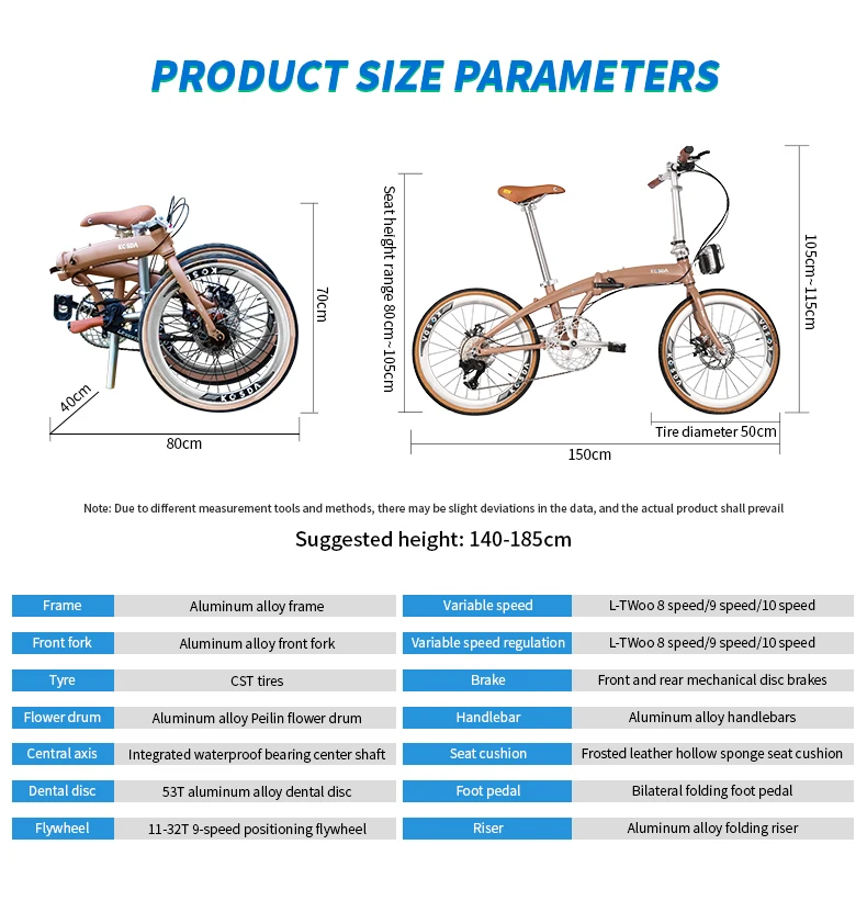 KOSDA 22 inch aluminum alloy variable speed portable ultra-light retro men's and women's disc brake folding bicycle