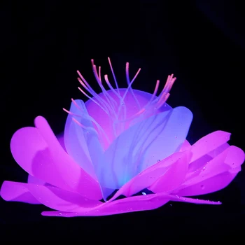 Artificial Aquatic Plants - Fish Tank Decor Aquarium Decoration Ornament Glowing Effect silicone - Aquatic Flower No14