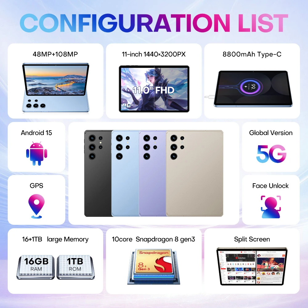 New Android 15 Tablet Tablet Android for Education and Home