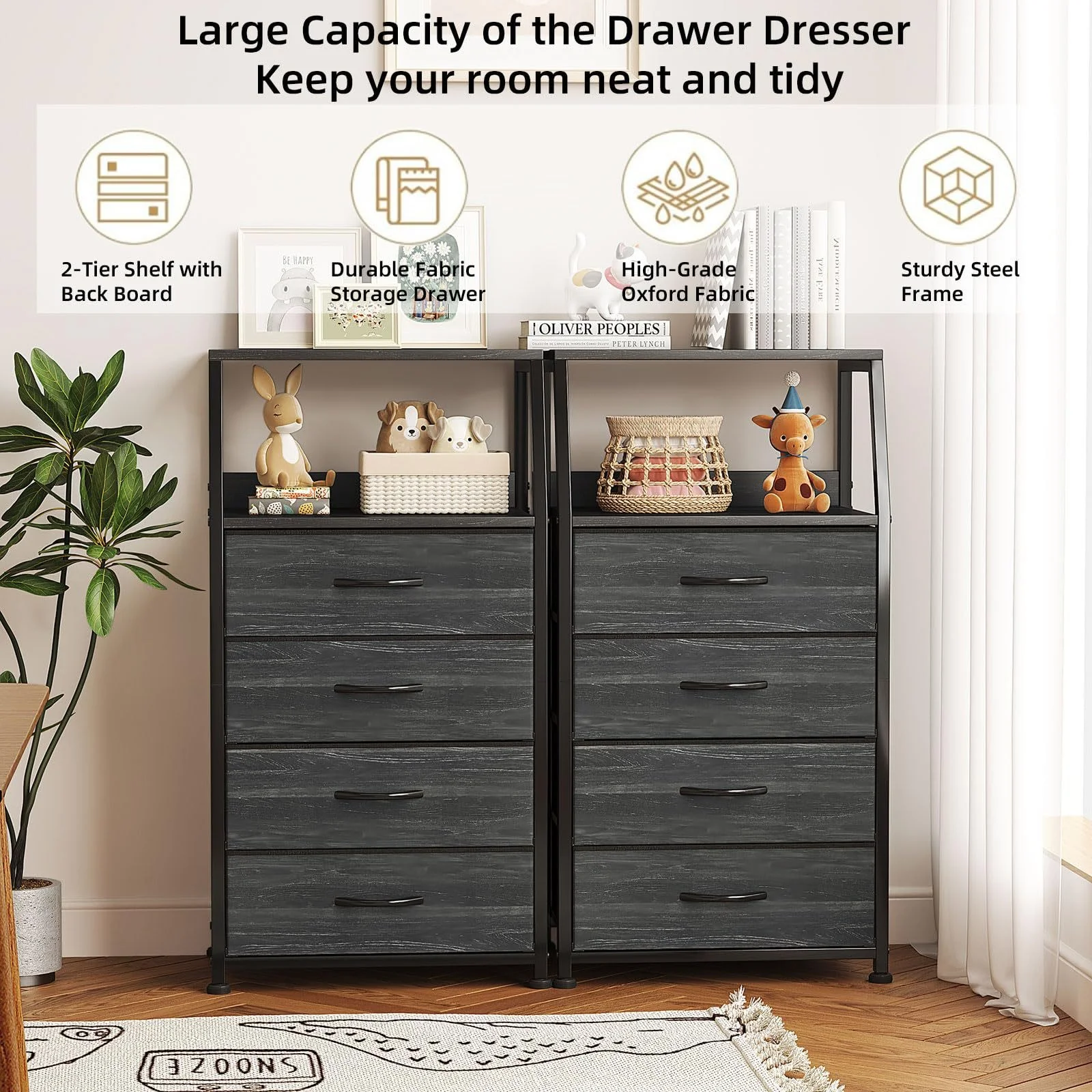 Customized Wooden Space-Saving Chest with Fabric Dressers  Idea for Bedroom Coat Closet Storage Cabinet and Home Furniture