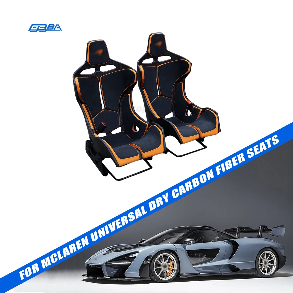 Segħed tal-bilar ta' karbonju bil-fabrika ta' Alcantara oranġjo u iż-żerda għall-McLaren 720S, 540C, 650S, Senna