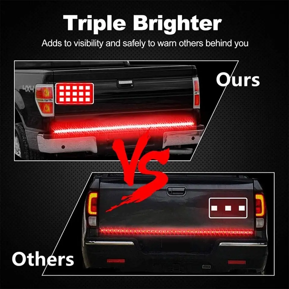 60 nch Truck Talgate LED Lght Bar Brake Reverse Turn Sgnal Stop