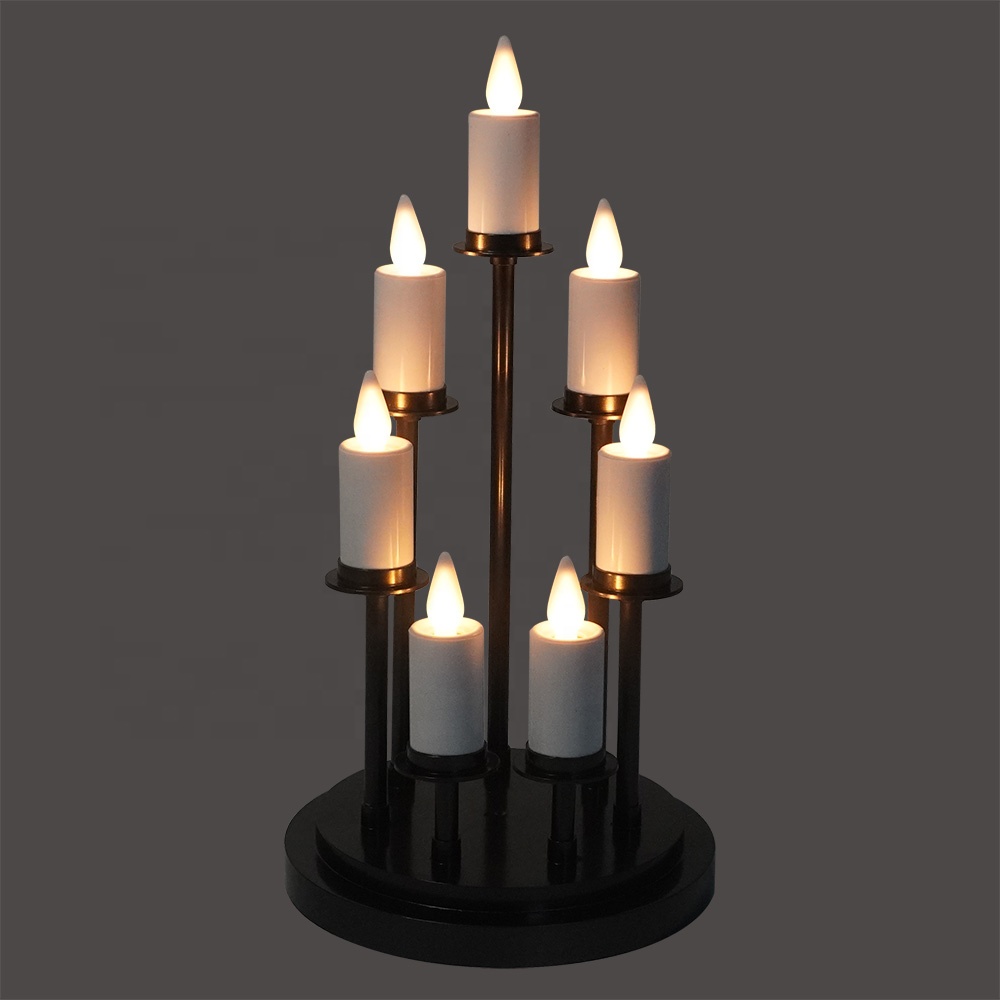 Оптовая продажа, светодиодная люстра теплого белого цвета с 7 стойками, пластиковый подсвечник Kandelaar для ужина при свечах
