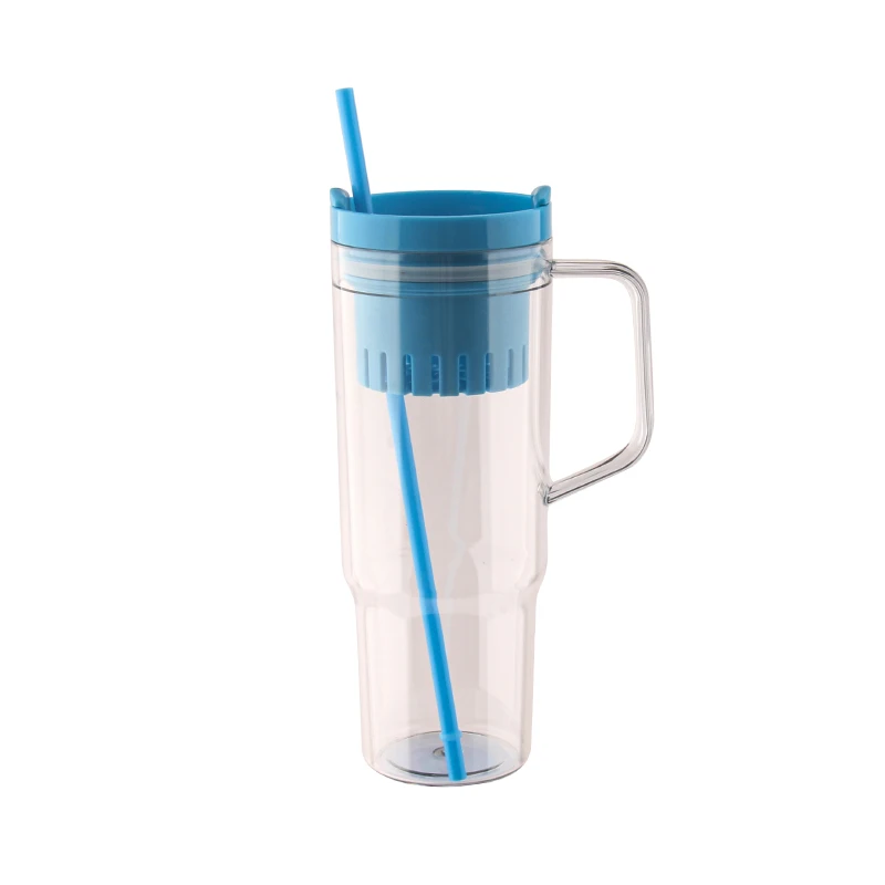 Newest Plastic Single Wall Tumbler With infuser AS Mug With Straw And Handle Reusable BPA Free