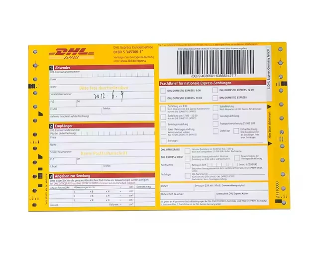 Consignment Note Logistic Courier International Barcode Express Waybill Shipping Dhl Fedex Air Waybill