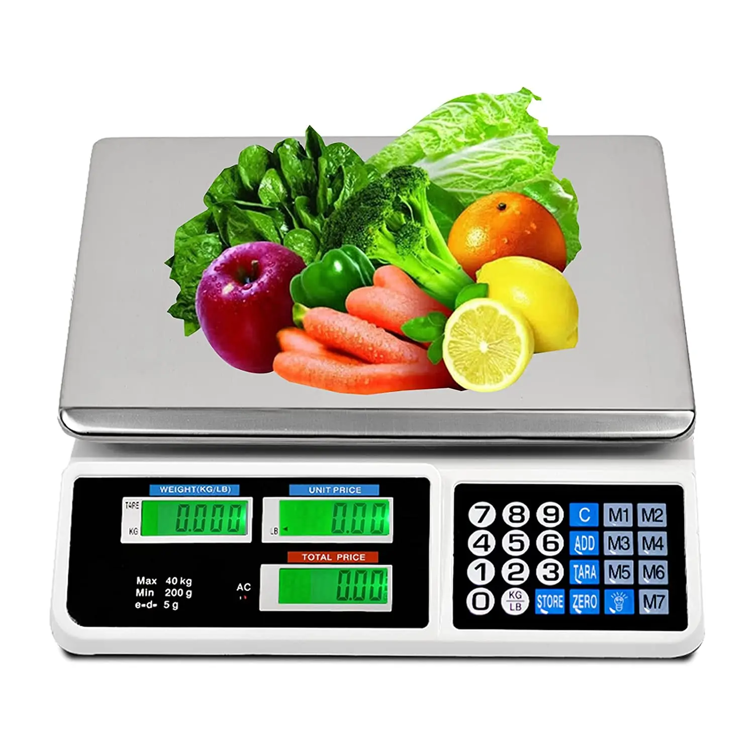  Price Computing Scale, Digital Electronic Weight Scale 40kg/2g,  Digital Commercial Electronic Scale with Led Display, for Retail Outlet  Store, Kitchen,White: Home & Kitchen